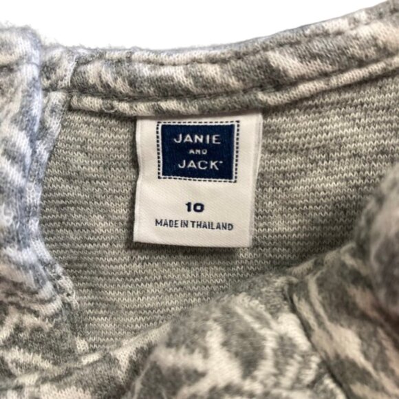 Janie and Jack Girl's Lovely Dress, Jacquard Floral Gray/White, LS, Bow, sz 10 - Picture 3 of 7
